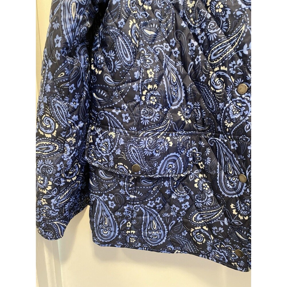 Talbots Quilted Paisley Jacket Women’s XL  Blue Navy Lightweight Floral Art Prep - Picture 4 of 10